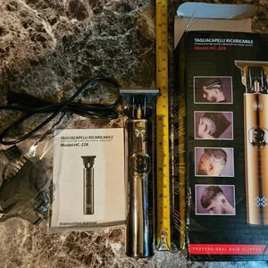 Metallic Gray Electric Men Hair Clipper USB Rechargeable w. 3 Guide Combs - NWOT